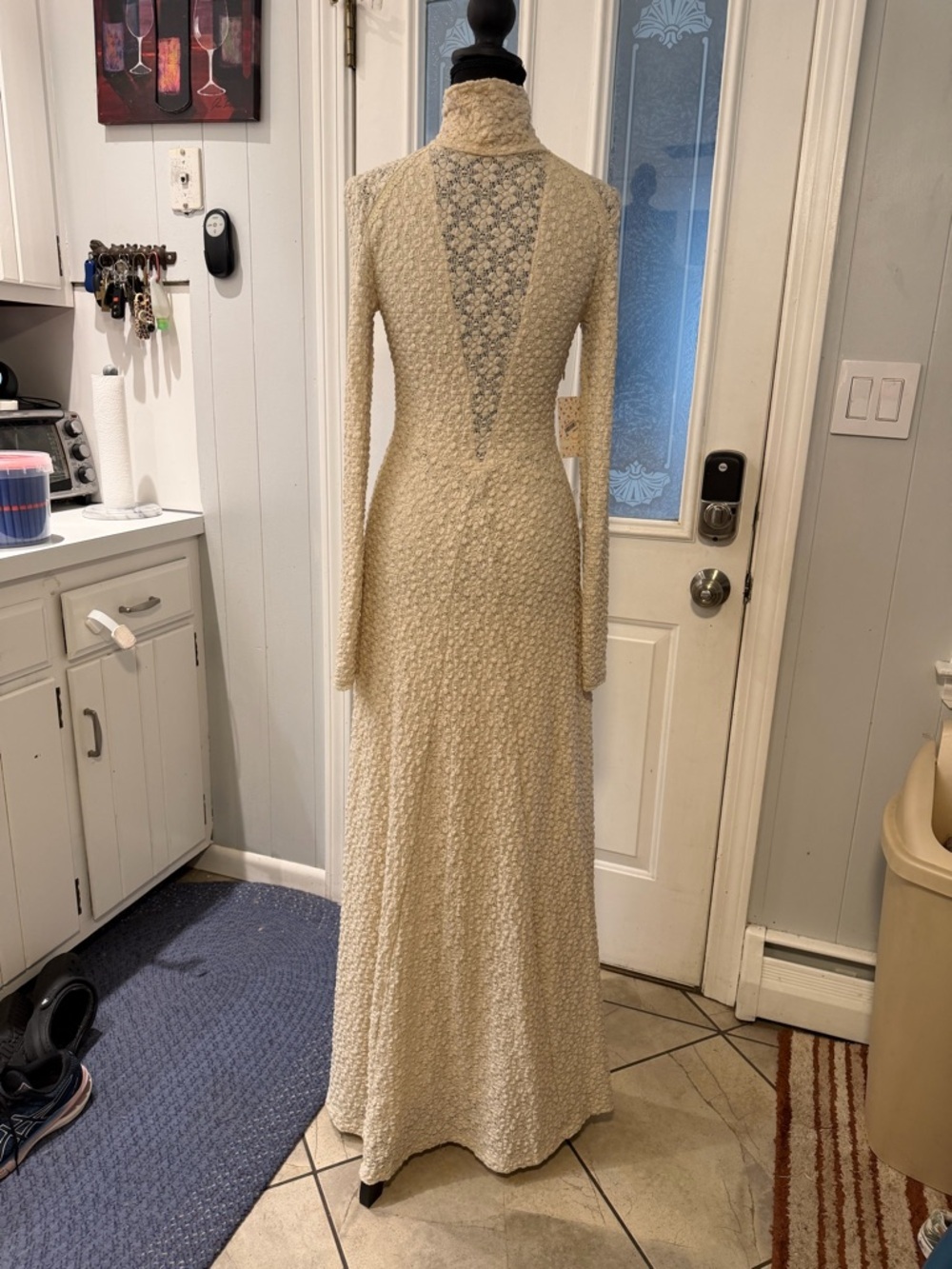 Free People Cream Textured‎ Long-Sleeve Lace Maxi Dress - Picture 5 of 7